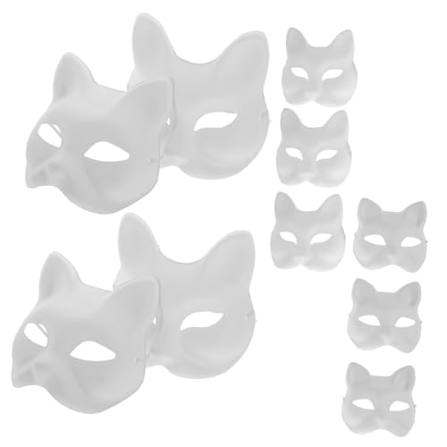 DEARMAMY DIY Malbare Tiermasken Set 5 Katzenmasken + 5 Fuchs Masken Leere Pappmaske Für Karneval Halloween Kostümparty Und Cosplay Kreatives Bastelmaterial Für Und von DEARMAMY