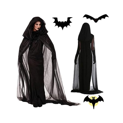 DEARMAMY Damen Halloween Hexenkostü Geisterkleid Cosplay Kleid Mit Netz Elementen Größe XXL Für Karneval Und Halloween Feiern von DEARMAMY