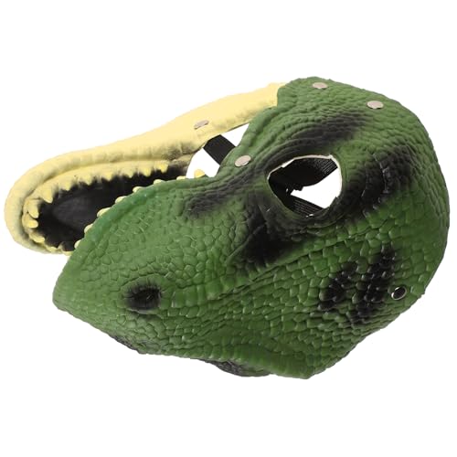 DEARMAMY Dinosaurier-Kopfbedeckung halloween maske lustige masken Halloween Kostümzubehör Lustige Tiermaske Tierkopf Maske für Halloween Tierkopfmaske schreckliche Tiermaske Emulsion Green von DEARMAMY