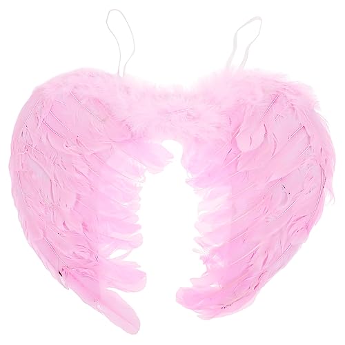 DEARMAMY Engelsfederflügel Cosplay-Flügel-Dekor Kinderkleider Mädchenflügel + chaps kinder + tragegurt Kinderkommode Engelsflügel aus Polyester Performance-Engelsflügel-Stütze Rosa von DEARMAMY