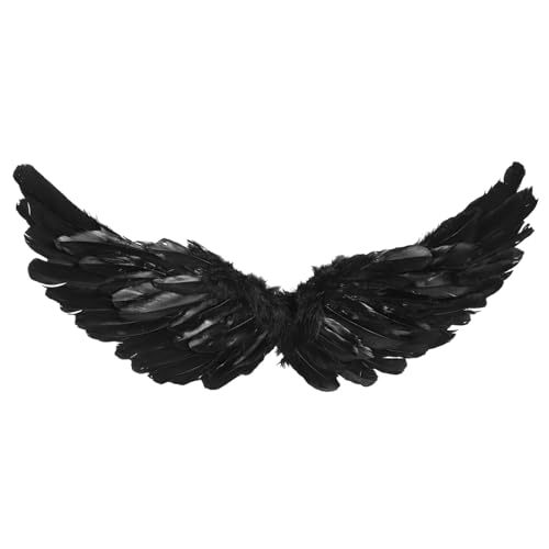 DEARMAMY Engelsfederflügel Engelskostüm Für Flügel Für Puppe Adler Kostüm Flügel Kostüm Halloween-kostüme Für Feenflügel Cosplay-flügel Künstliche Feder Black von DEARMAMY