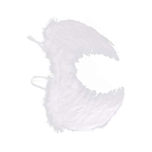 DEARMAMY Engelsflügel weihnachtsdeko halloween costume halloween clothes wings costume christmas décor Engelskostüm für Damen Flügel Kostüm Cosplay-Flügel Federflügelstütze Gummiband Weiß von DEARMAMY