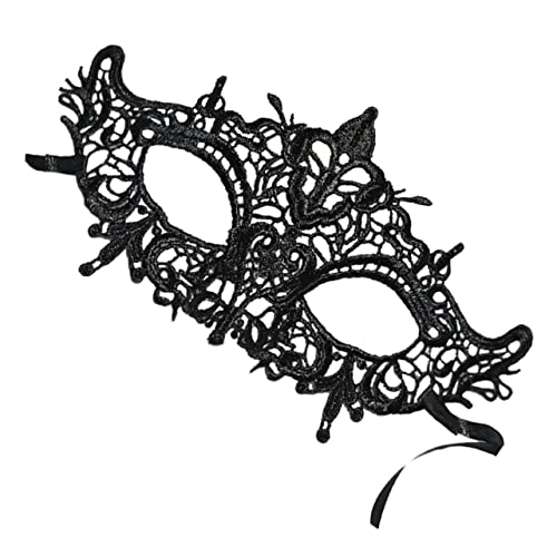 DEARMAMY Exquisite Schwarze Spitzenmaske Für Halloween Und Maskerade Elegante Tanzmaske Mit Augenausschnitt Für Karneval Und Partys Ideal Für Besondere Anlässe von DEARMAMY