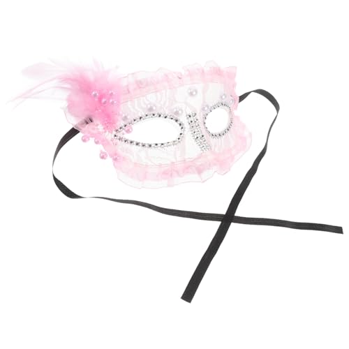 DEARMAMY Feder Maske Halbmasken-maskerade Maskerade-masken Für Frauen Tragbare Partymaske Make-up-ball-party-augenmaske Maskenballmaske Für Damen Damen-halloween-maske Rosa Spitze von DEARMAMY