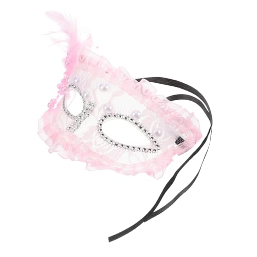 DEARMAMY Feder maske Maskierte Maske Halloween-Maske Maske Maskenball Festliche Maske halloween masken Spitzenmaske Partyzubehör Maskerade-Maske für Frauen Gothic Plastik Rosa von DEARMAMY