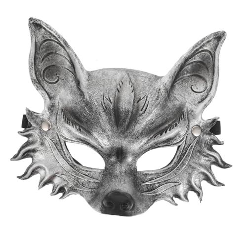 DEARMAMY Fuchs Silber Masken für Partys Stufenmaske Fuchs- Tiermasken für Cosplay Maskerade Fuchsmaske weibliche gruselige gruselige Halloween- Pu Silver von DEARMAMY