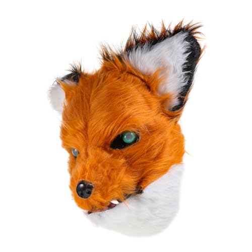 DEARMAMY Gruselige Maske Plüsch Fell unheimlich Hautpflege tiermasken tier masken fox mask faschingsmasken karnevalsmasken Maskerade maskiert Männer pelzige Cosplay-Maske PVC von DEARMAMY