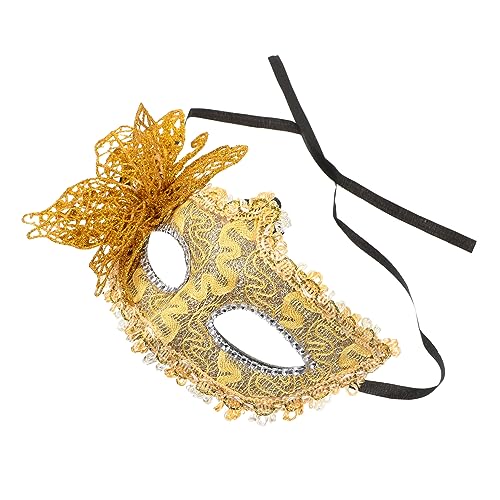 DEARMAMY Halbgesichtsmaske Schmetterling Maskenballmasken für Frauen Spitze Auge Maskerade für Paare halloween party halloween masken Party-Maske Cosplay-Maske für Frauen Kunststoff Golden von DEARMAMY