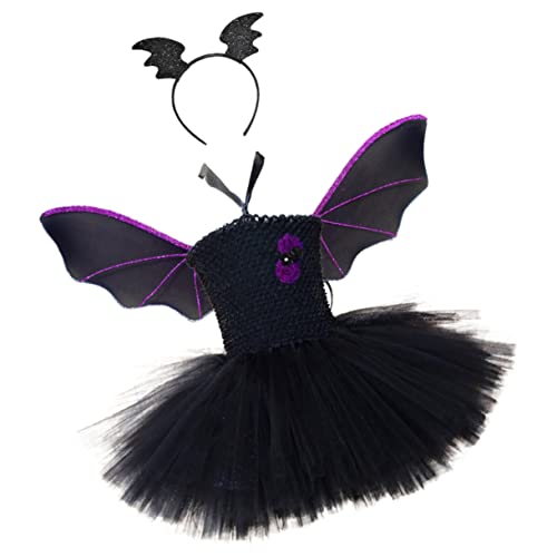 DEARMAMY 1 Set Halloween ädchen Kostü Mit Fledermausflügeln Inkl Kopfschmuck Und Tüllrock Für Größe 80 Ideal Für Fasching Und Halloween Partys von DEARMAMY