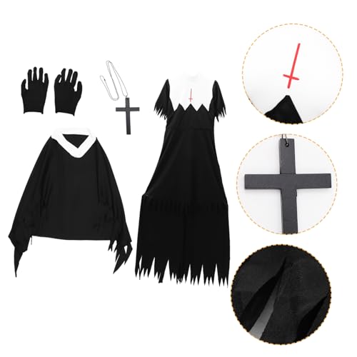 DEARMAMY 1PC Zombie Nonnenkostü Halloween Erwachsene Verkleidung Gruselige Party Uniform Für Karneval Und Halloween Deko Größe von DEARMAMY