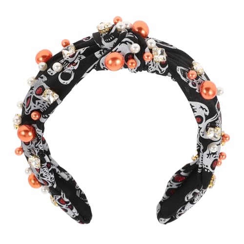 DEARMAMY Halloween-Stirnband Halloween-Stirnbänder für Frauen Halloween-Produkte damen stirnband perlen haarschmuck Party verkleiden sich Haarreifen Cosplay-Haarreifen Stoff Black von DEARMAMY