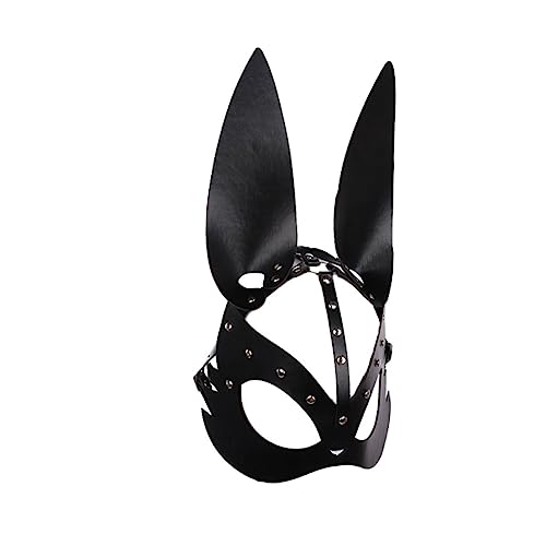 DEARMAMY Hasenmaske aus Hasenmaske Requisite Halloween-Cosplay-Masken Maskenstütze reinigen halloween masken halloweenmaske kreative Hasenmaske Kostümzubehör Black von DEARMAMY