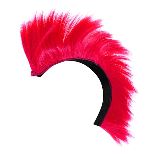 DEARMAMY Helm Perücke Kostüm Für Erwachsene Modischer Perückenschmuck Zubehör Zopf Helm-Spike-Streifen Cosplay-Kleid Cosplay-perücken Skinhead-kostüm-perücke Mantel Rosa Hochtemperaturdraht von DEARMAMY