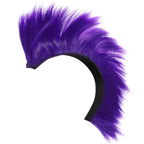 DEARMAMY Helm Perücke komplettes Halloweenkostüm Zirkus Mantel Helmpolster Halloween perücke perücken für Halloween Partyzubehör Party-Haarteil-Dekoration Hochtemperaturdraht Violett von DEARMAMY