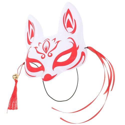 DEARMAMY Japanische Maske Masken Maskerade halloween mask halloweenmaske cosplay mask hallowen masks costume masks Cosplay Fuchsmaske für Party halbe Gesichtsfuchsmaske Tiermaske PVC rot von DEARMAMY