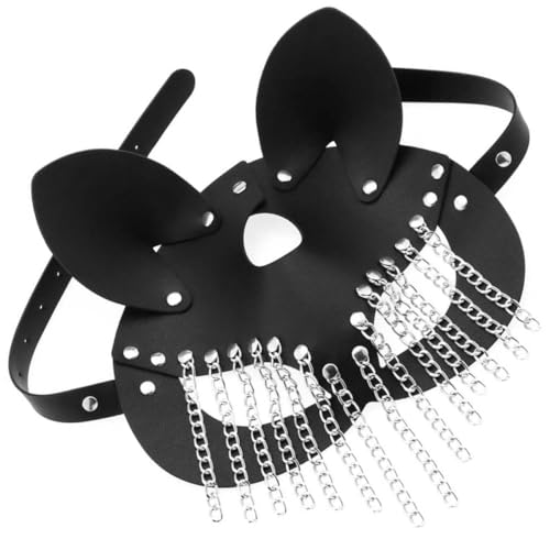 DEARMAMY Kettenledermaske halloween masken halloweenmaske augenmasken augenabdeckung eyepatches Maskerade Halloween-Kostüm Frauen Abschlussball Punk-Maske Maske im Punk-Stil Metallbeschläge von DEARMAMY