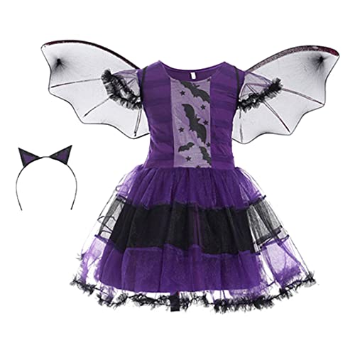 DEARMAMY Kindliches Halloween Kostü Mit Hexenumhang Langer Cosplay Umhang Für Halloween Mottoparty Ideal Für Kleine Hexen Und Grusel Events von DEARMAMY