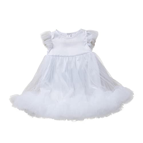 DEARMAMY Kleid ohne Ärmel formelles kleid aus tüll Hochzeitsprinzessin Tüll klanghölzer kinder faschingskostüme Mädchenkleider -Mädchen-Kleider Party-Cosplay-Kostüm Baumwolle Weiß von DEARMAMY