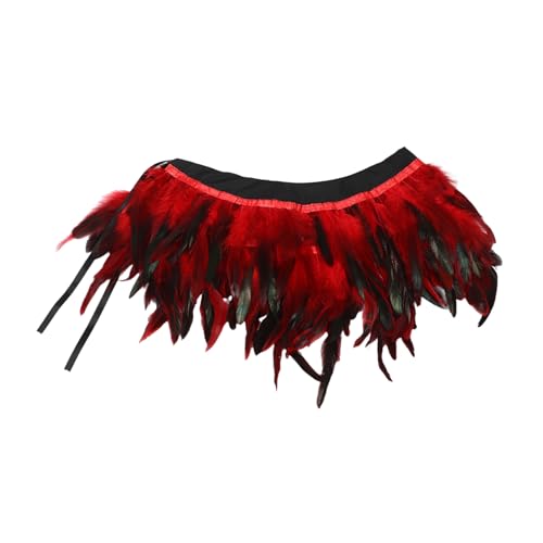 DEARMAMY Festival Cosplay Cape Damen Federschal Rot Vielseitiger Umhang für Partys Hochzeiten Maskerade von DEARMAMY