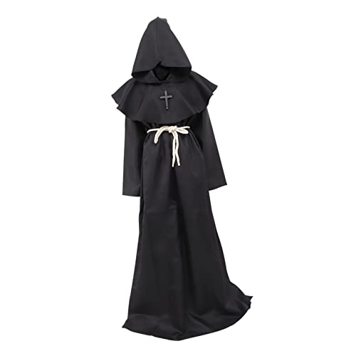 DEARMAMY Mittelalterliche Kapuzenrobe Für Erwachsene Halloween Renaissance Priester Kostü Cosplay önchskostü Ideal Für Karneval Und Fasching Größe von DEARMAMY