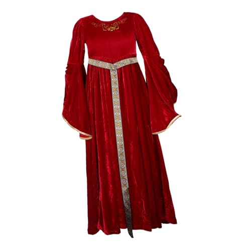 DEARMAMY Renaissance Prinzessin Kostüm Für Mädchen Bühnenoutfit Langärmeliges Mittelalterliches Kleid Kinderparty Outfit Für Halloween Und Rollenspiele von DEARMAMY