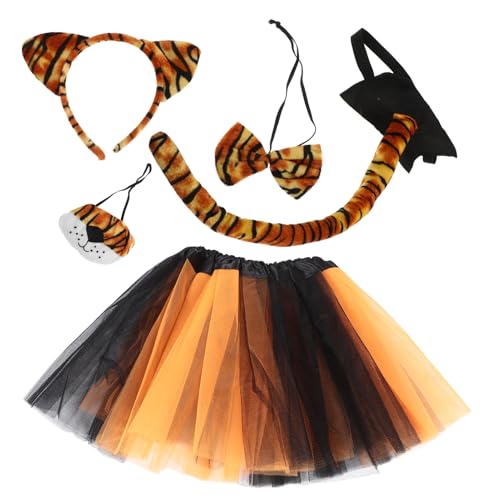 DEARMAMY Satz Tiger-anziehkostüm Frackkostüm Für -stirnband Tigerschwanzkostüm Tiger-kostümzubehör Tiger Stirnband Und Tiger-accessoires Tierische Stirnbänder Stoff von DEARMAMY