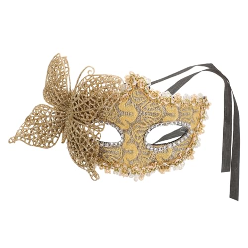 DEARMAMY Schmetterlings-Maskerade Halloween-Venezianische Maske Halbmaske Karnevalsparty-Maske Kleidermaske Seitliche Schmetterlingsmaske Für Karnevalsball-Party Golden von DEARMAMY