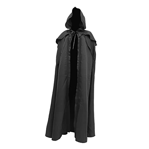 DEARMAMY Schwarzer Vintage Kapuzenumhang Für Halloween Langer Cloak Cosplay Kostü Für Erwachsene Und Ideal Für Partys Und Karneval von DEARMAMY