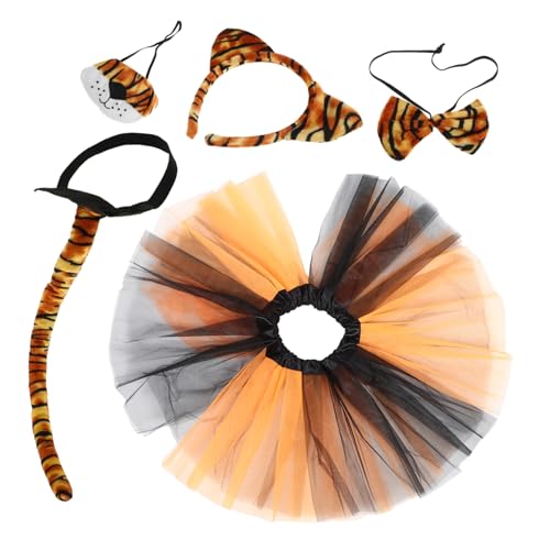 DEARMAMY Set Tiger Kostüm Kinderkostüm Karnevalskostüm Mädchen Tiger Kostüm Tiger Kostüm Für Halloween Kostüme Plüschtier Stirnbänder Tiger Kostüm Aus Stoff von DEARMAMY