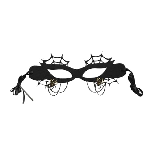 DEARMAMY Spinnennetz Maske gruselige Masken Maskerade aus Filz frauenmaske faschingsaccessoires fasching accessoires kleidung Party-Masken- Party-Gesichtsdekor Schleife Black von DEARMAMY