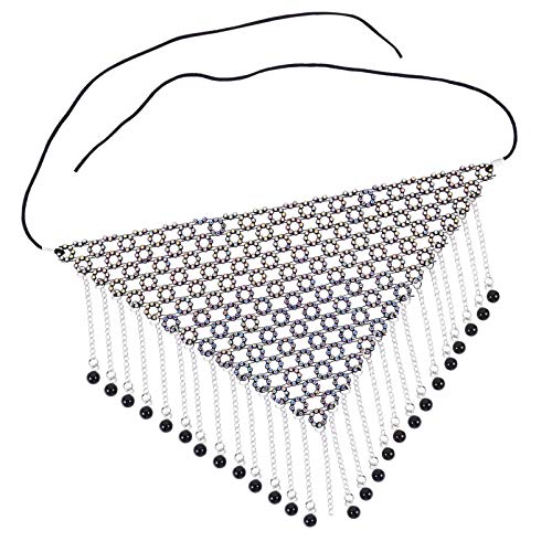 DEARMAMY Strass-quasten-maske Mesh-outfits Strandschnecke Cosplay-maske Gesichtsdekoration Party-gesichtsabdeckung Gesichtsschmuck Glitzerndes Gesicht Kette Gesichtsmaske Metall Colorful von DEARMAMY