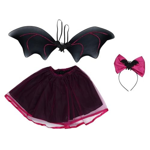 DEARMAMY Teiliges Kostüm Mit Prinzessinnenkleid Und Bat Wing Cape Für Karneval Und Kinderaufführungen Cosplay Outfit Für Mädchen Ideales Party Kostüm von DEARMAMY