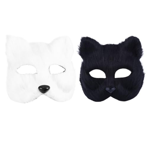 DEARMAMY 2 Stück Fuchs-Maske Karneval-Maske Halloween-Kostüm-Maske Fuchs-Halbmaske Maskerade-Zubehör Fuchs-Halloween-Kostüme Halbmaske Kostüm Maskerade Dekorieren Miss Hairy von DEARMAMY