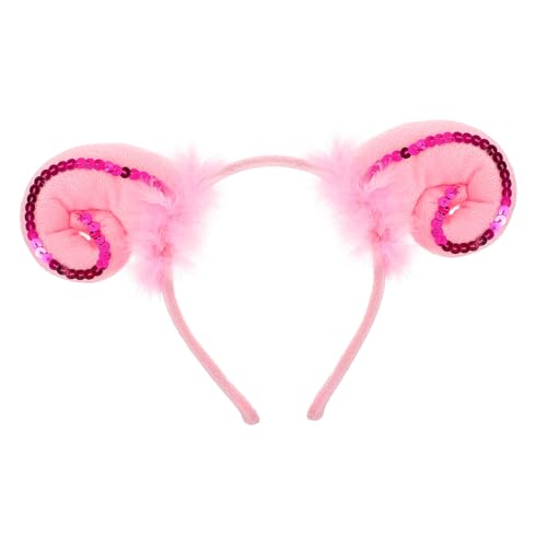 DEARMAMY Tierisches Stirnband Foto-requisite Schaf-stirnband Halloween-kopfschmuck Tierischer Kopfschmuck Halloween-schaf-cosplay-requisite Schaf-cosplay-stirnband Haarband Plüsch Rosy von DEARMAMY