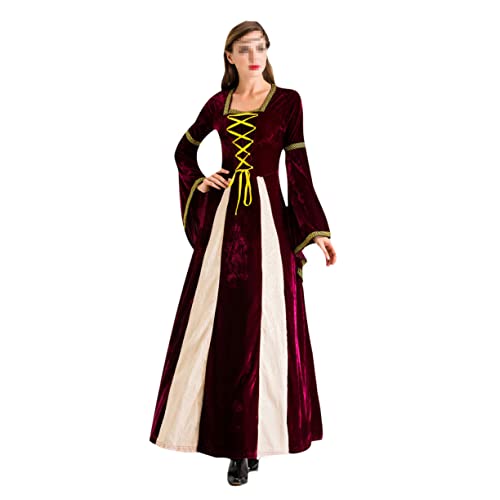 DEARMAMY Vintage Mittelalter Königin Kleid Damen Langes Cosplay Viktorianisches Kostüm Für Tanzpartys Und Rollenspiele von DEARMAMY