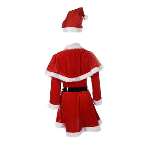 DEARMAMY Weihnachtskostü Für Damen Santa Claus Anzug Festliches Outfit Für Aufführungen Inklusive Zufälligem Weihnachtsmütze Muster Ideal Für Weihnachtsfeiern Und Festlichkeiten von DEARMAMY