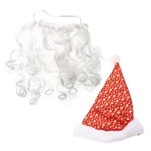 DEARMAMY Weihnachts-weihnachtsmann-Maske Weihnachtsmann Kostümset Mit Bart Und Roter Ütze Santa Dress up Zubehör Für Festliche Partys Und Weihnachten 6 Teiliges Set Für Lustige Weihnachtsoutfits von DEARMAMY