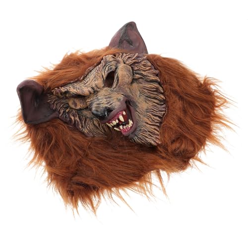 DEARMAMY Werwolf-Maske gruselige maske gruselmasken Tiermaske Wolfsmaske halloween gesichtsmaske tierische Partymaske Fuchsmaske pelzig Wolfskopfmaske Pelzmaske für Mann Vinyl Coffee von DEARMAMY