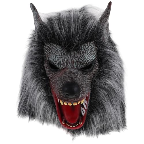 DEARMAMY Wolf-kapuzenmaske Halloween-säuberungsmaske Seltsam Halloween-maske Maskerade Halloween Wolfsmaske Weiße Maske Halloween Pelzige Maske Gruseliges Halloween Menschlich Emulsion von DEARMAMY