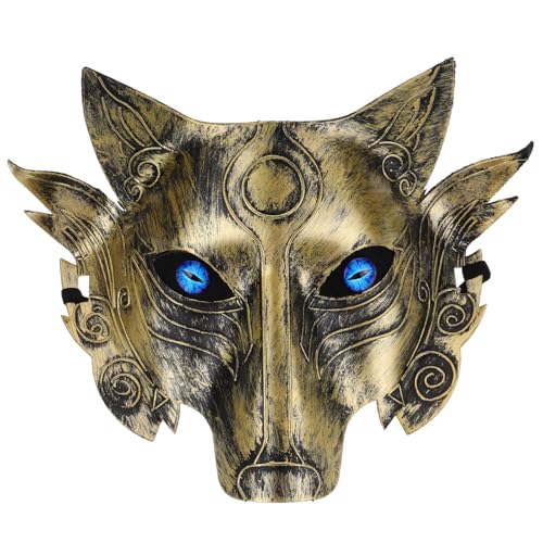 DEARMAMY Wolfsmaske Halloween Halbgesicht Wolfsmaske Steampunk Metallic Grusel Horror Tier Maskerade Maske Für Halloween Kostüm Cosplay Party von DEARMAMY