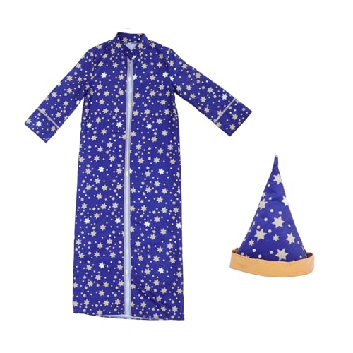 DEARMAMY Zaubererroben und -umhang zaubererhut Halloween umhang Verkleidung für Kinder Zauberer-Outfit Zaubererumhang und Hut Zauberer-Halloween-Kostüm Zaubererumhang für Kinder Polyester von DEARMAMY