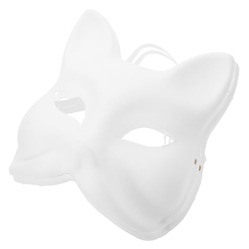 DECHOUS 1 Stück Therian-Katze Diy Weißes Papier Fuchs-Maske Blanko Handbemalt Tier Für Kinder Halloween-Katzenmaske Für Erwachsene Hälfte Für Kostümparty Maskerade von DECHOUS