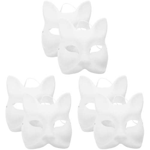 DECHOUS 10 Stück Therian-Katze Diy Weißes Papier Fuchs-Maske Blanko Handbemalt Tier Für Kinder Halloween-Katzenmaske Für Erwachsene Hälfte Für Kostümparty Maskerade von DECHOUS