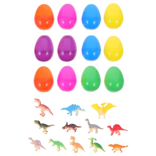 DECHOUS 12 Kleine Ostereier Gefüllt Mit Dinosauriern Bunte Plastikeier Osterkorbfüller Partygeschenke Für Kinder Jungen Und Mädchen 2 4 X 2 Zoll von DECHOUS