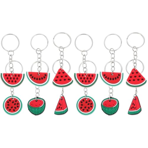 DECHOUS 12 Stk Schlüsselanhänger Künstliche Wassermelonenscheiben Requisiten Für Die Obstfotografie Cartoon-charm-anhänger Wassermelonen-partygeschenk Fruchtanhänger Schlüsselringe Rot Pvc von DECHOUS