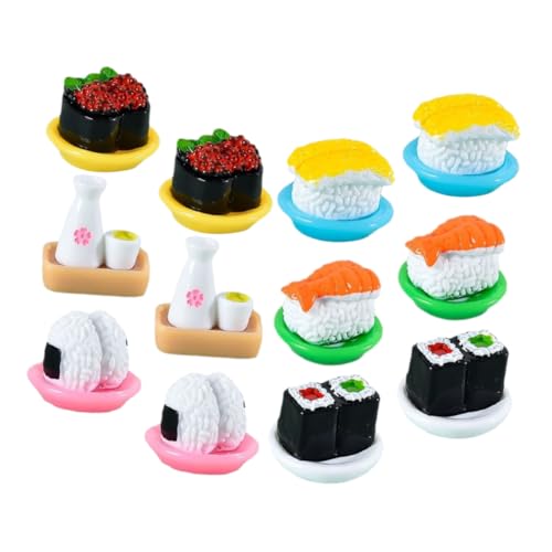 DECHOUS 12 Stück Simuliertes Japanisches Sushi Künstlich Mini-Sushi-Modell Kleines Sushi-Modell-Essen Desktop-Sushi-Modell Kleine Sushi-ausstellungsmodelle Mini- -Sushi Harz von DECHOUS