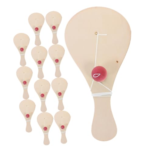 DECHOUS 12Stücke Teiliges Handgemaltes Holz Paddle Ball Set Für DIY Graffiti Und Malspaß Unvollendete Holz Paddel Mit Schnur Und Ball Kreatives Für Jungen von DECHOUS