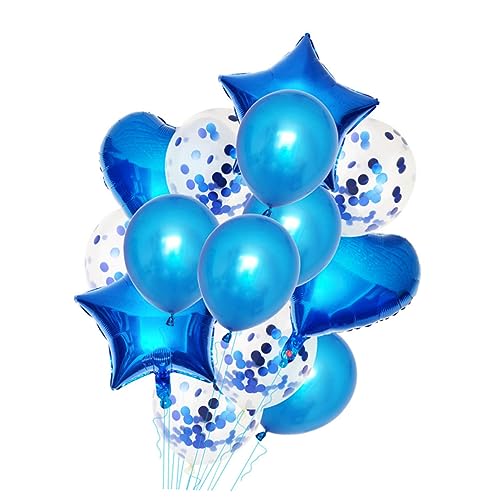 DECHOUS 14 Teiliges Set Aluminium Folienballons Party Dekoration Mit 2 Herzballons 2 Sternballons 5 Perlenlatexballons Und 5 Konfettiballons 12 von DECHOUS