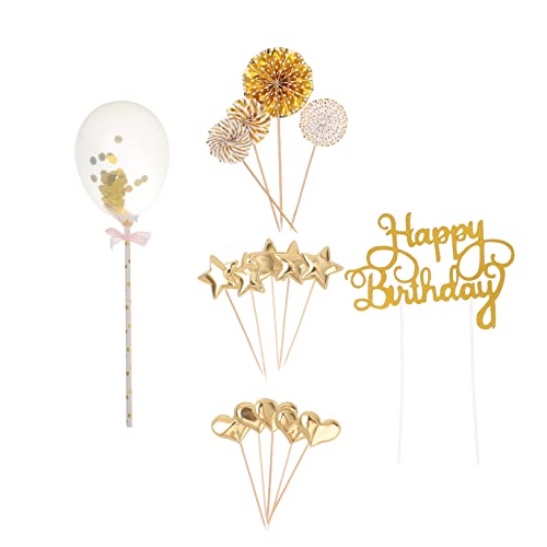 DECHOUS 17 Stück Happy Birthday Cake Topper Set Dekorative Tortendeko Für Geburtstagsfeiern Mit Ballon Design Ideal Für Kuchen Und Cupcakes Perfekt Für Jede Feierlichkeit von DECHOUS