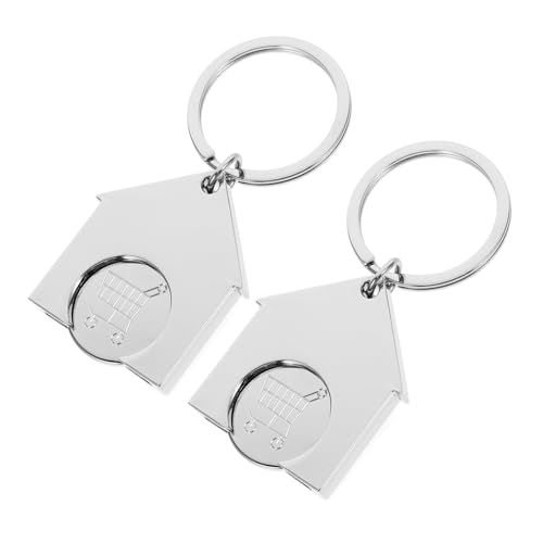 DECHOUS 2 Stück Einkaufswagen-token-schlüsselanhänger, Metall-trolley-token-schlüsselanhänger, Supermarkt-einkaufswagen-token, Hausförmiger Token-anhänger von DECHOUS